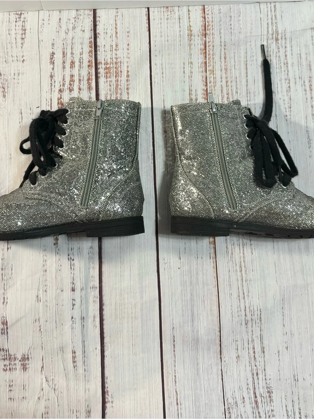 Justice Silver Glitter Lace-Up Girls' Boots